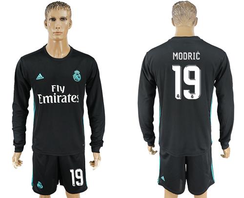 Real Madrid #19 Modric Away Long Sleeves Soccer Club Jersey